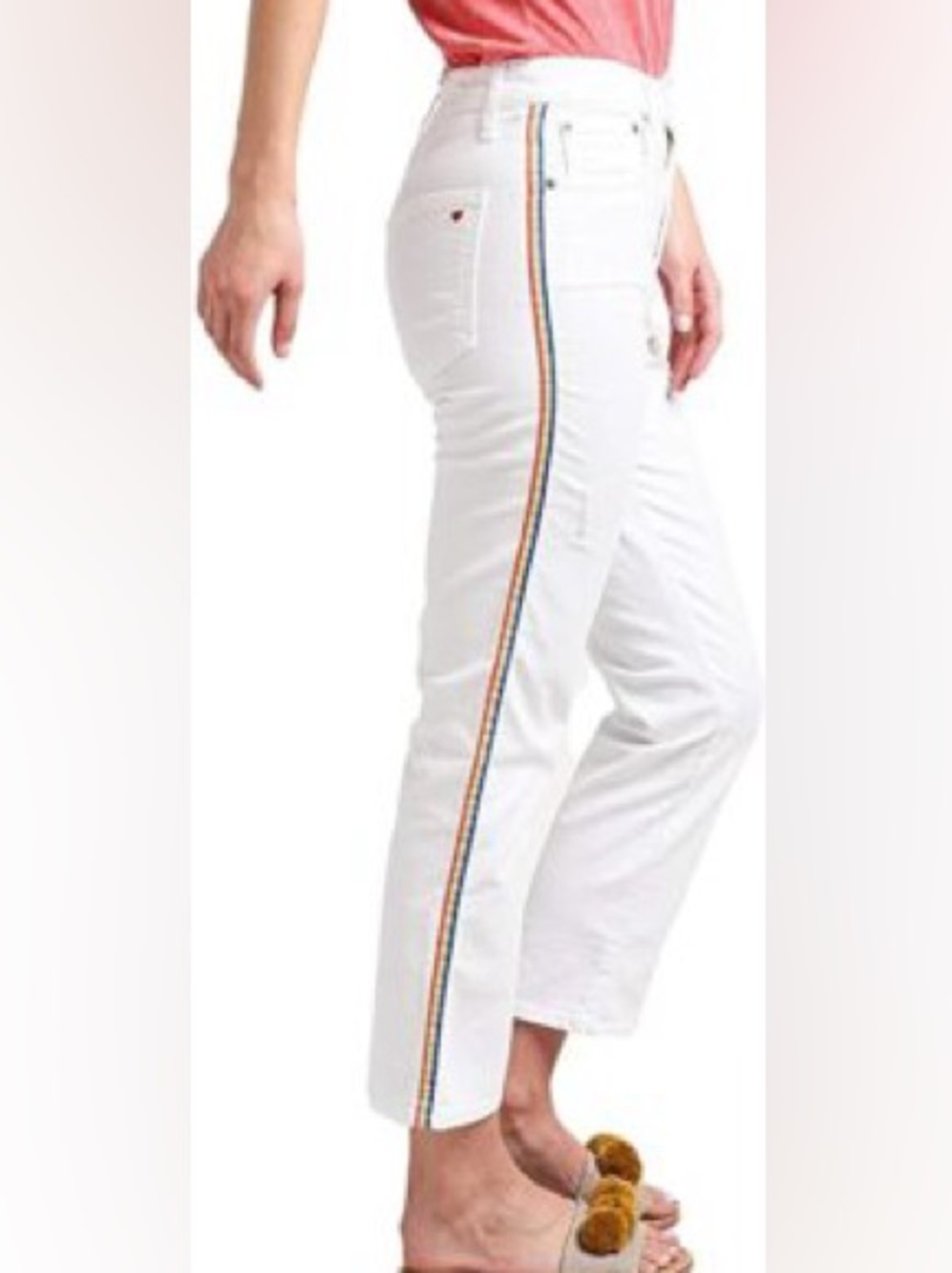 Sundry White Rainbow Trim Pants Sz 24